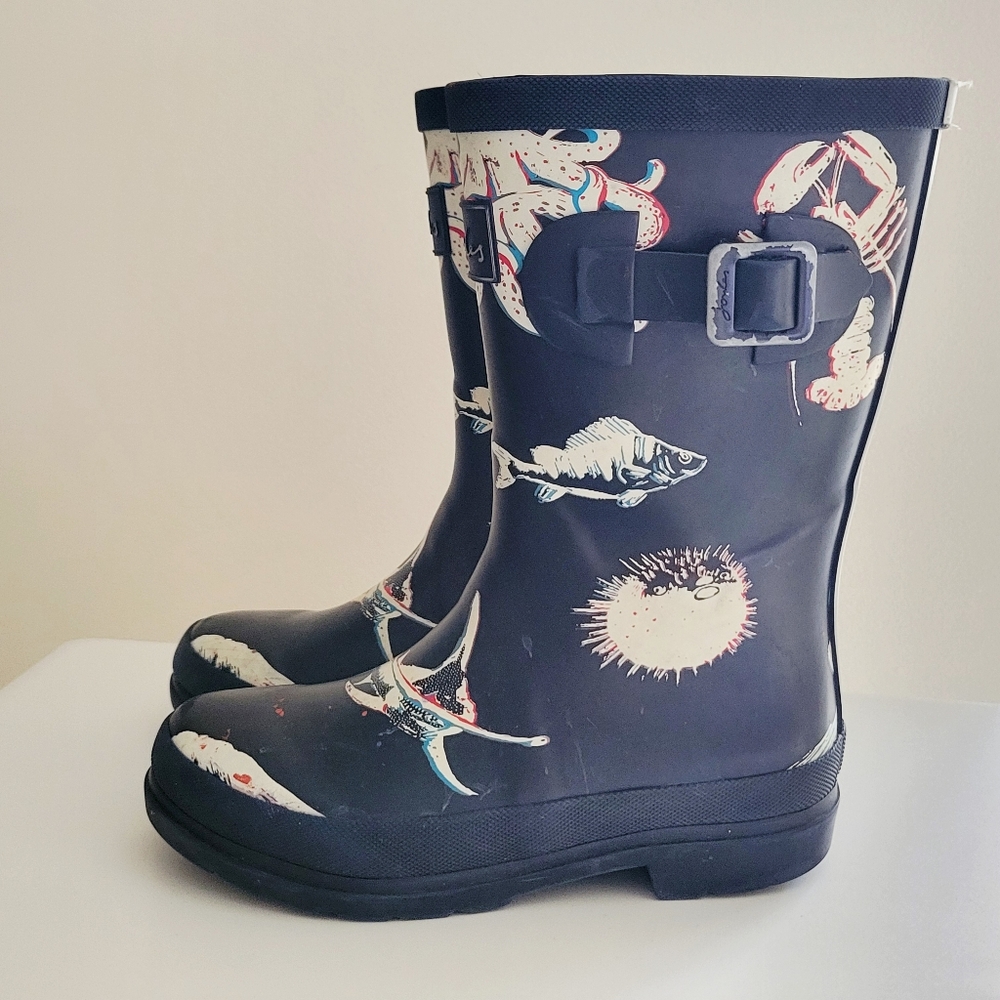 Joules Ocean Print Wellies, little kid size 13